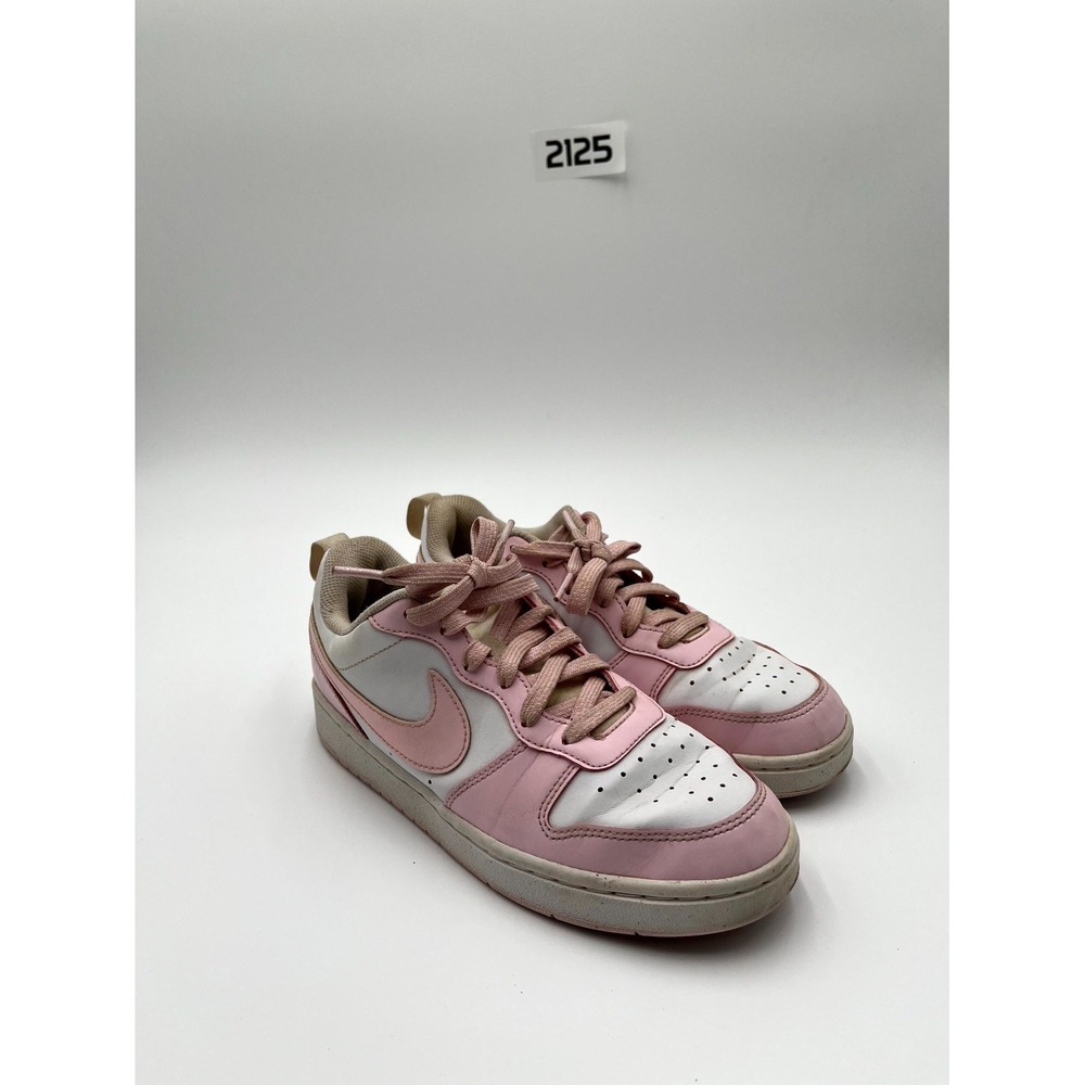 Nike Court Borough Low Recraft Girls 5.5 Casual Shoes White Pink Leather Sneaker